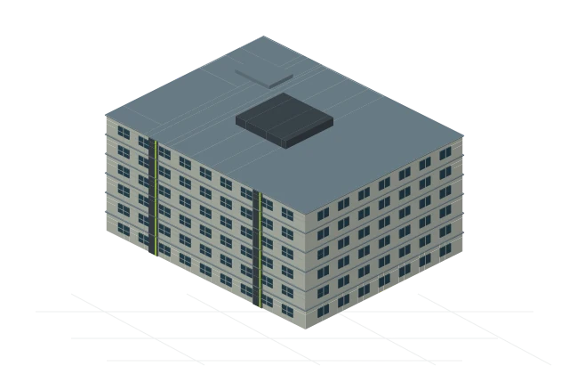 Six-story block: an isometric preview of the downloadable original model