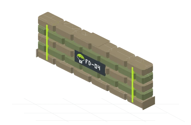 Sandbag wall: an isometric preview of the downloadable original model